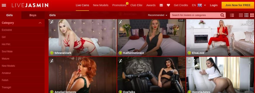 LiveJasmin página principal con chicas cam